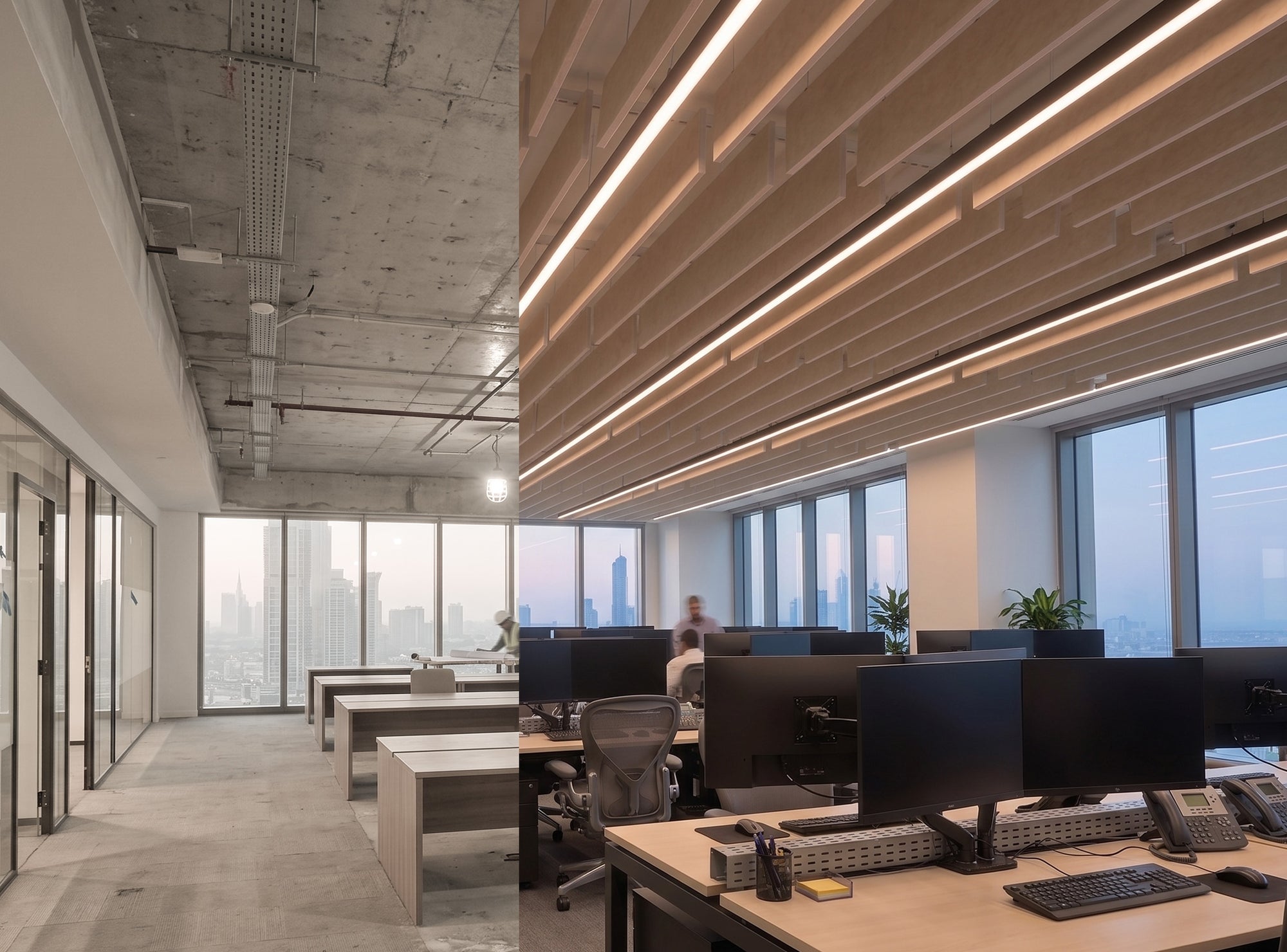 A trading floor, softened.