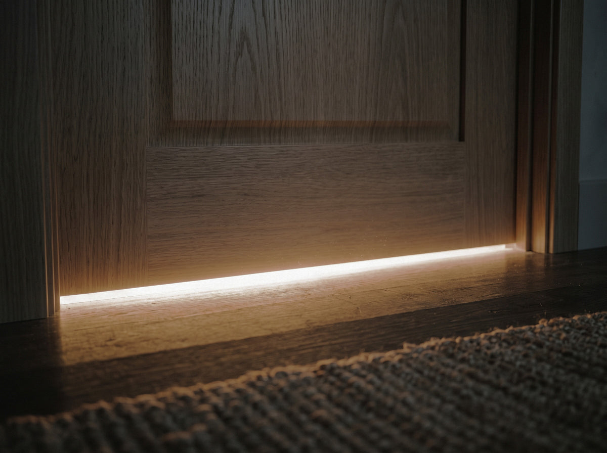 Light spilling under a closed door