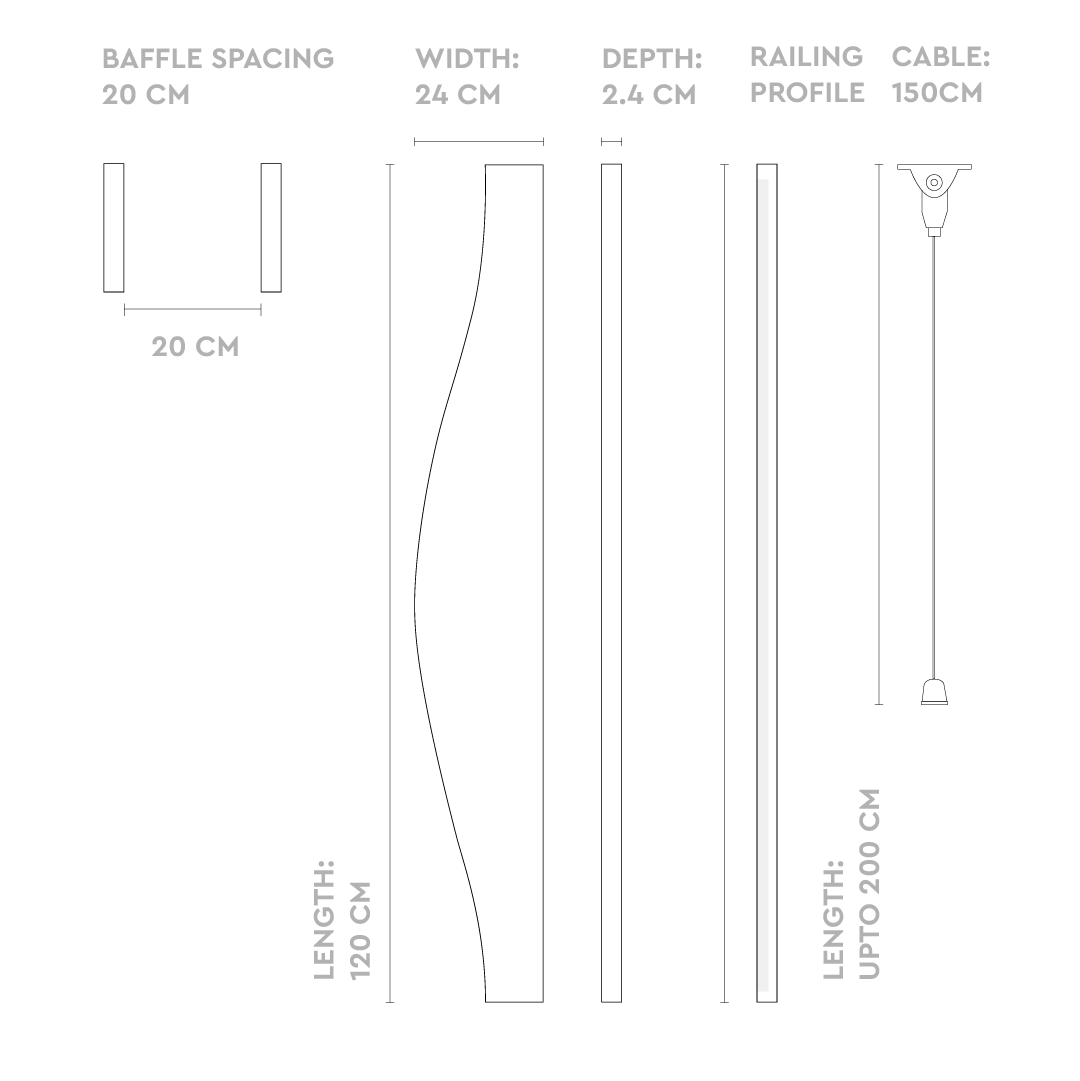MUTE ceiling baffles dimensions