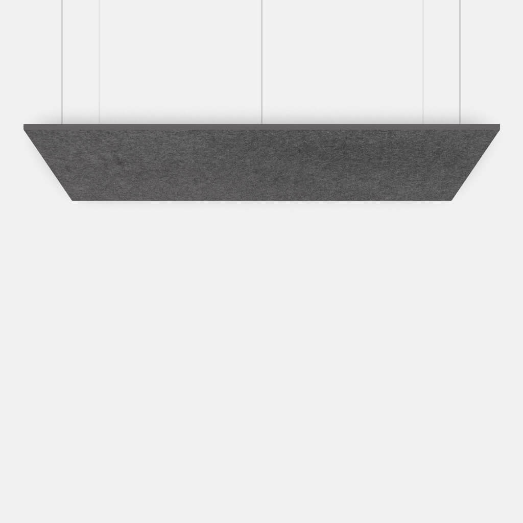 Suspended grey rectangle for sound absorption