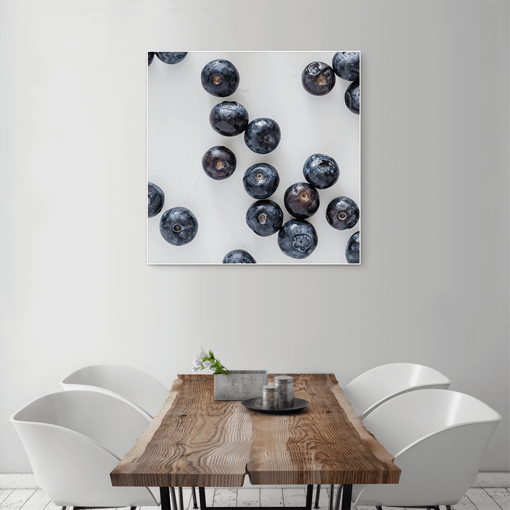 Blueberries 2 - large square size - white frame