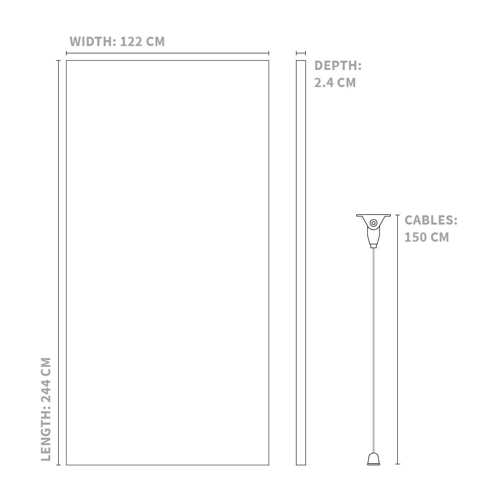 Suspended rectangle dimensions